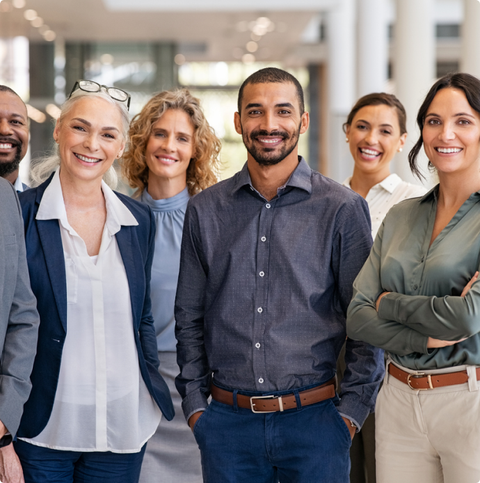 group of team members smiling